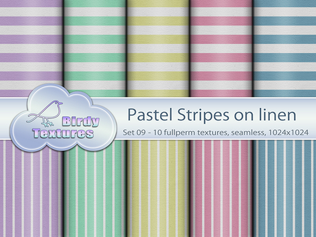 Pastel Tips Texture Second Life Marketplace - Birdy Textures - PASTEL STRIPES on linen ...